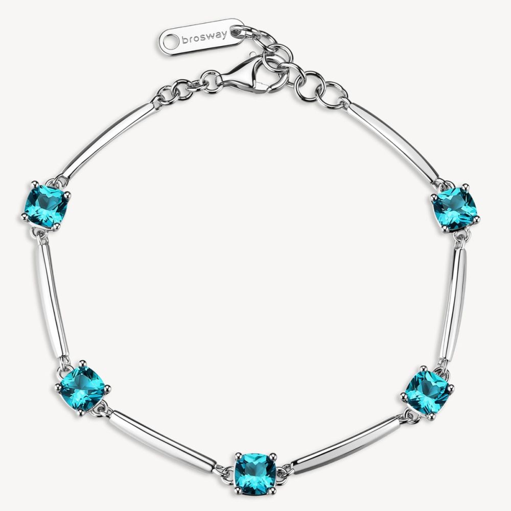 Brosway Bracciale Argento Cushion Cubic Paraiba Fancy