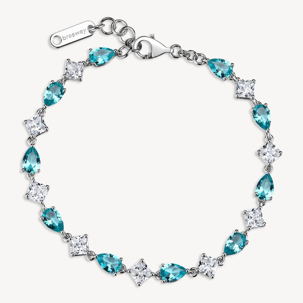 Brosway Bracciale Argento Cristalli Bianchi e Paraiba Fancy