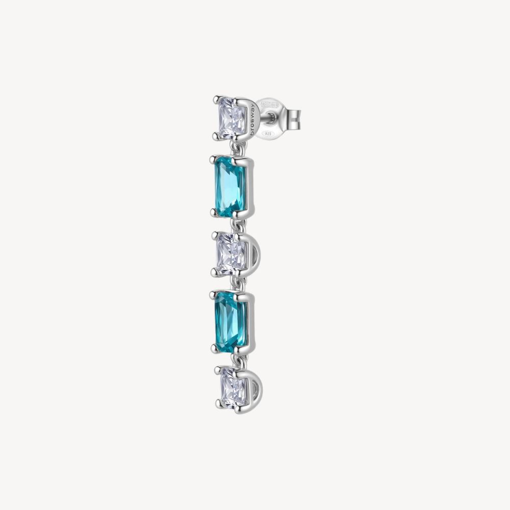 Brosway Orecchino Argento Zirconi Bianchi e Paraiba Fancy