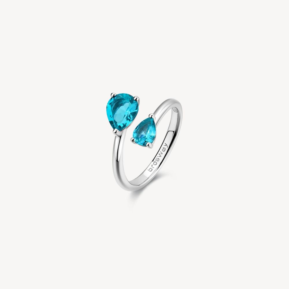 Brosway Anello Argento Pear Cubic Paraiba Fancy