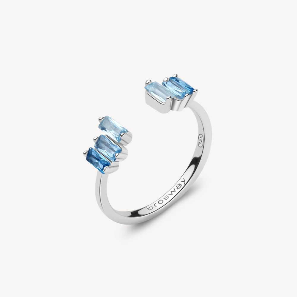 Brosway Anello Regolabile Argento Baguette Sapphire Fancy