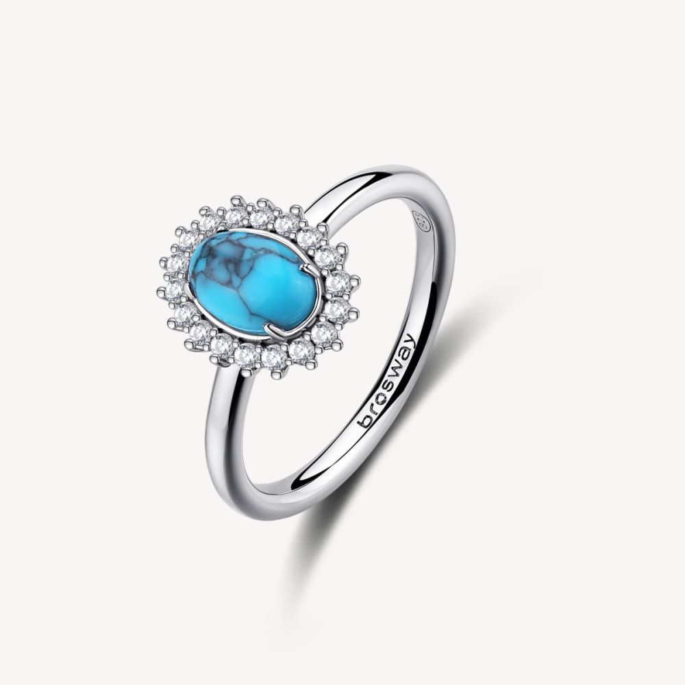 Brosway Anello Argento Turchese e Zirconi Fancy
