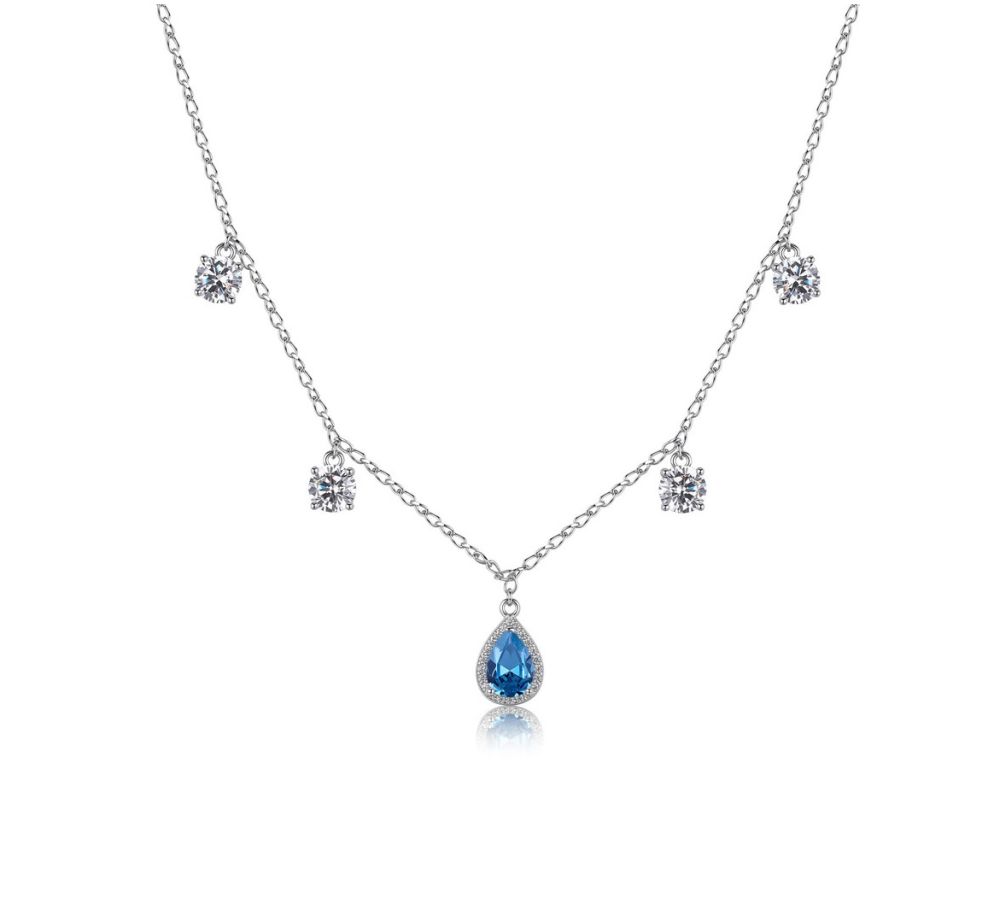 Brosway Collana Argento Cristalli Zaffiro e Bianchi Fancy