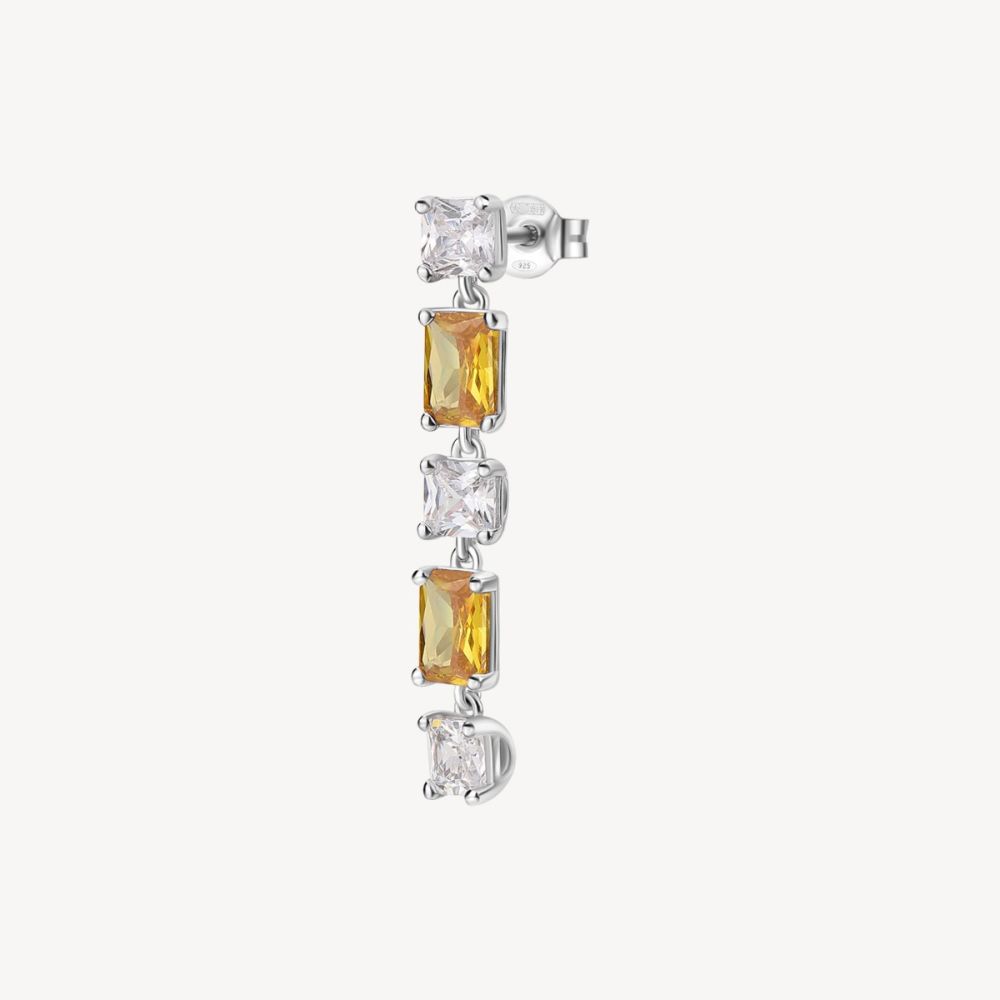 Brosway Mono Orecchino Argento Zirconi Bianchi e Gialli Fancy