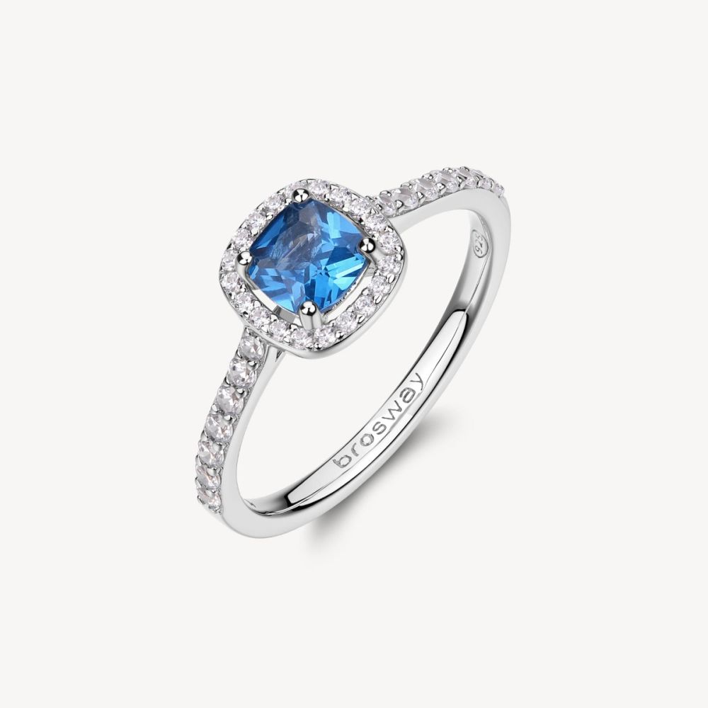 Brosway Anello Argento Zircone Zaffiro e Bianchi Fancy