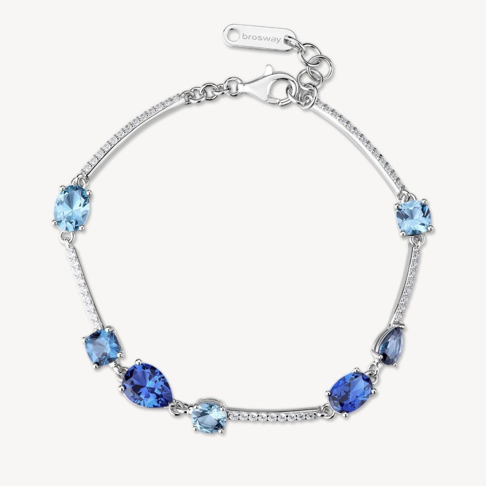 Brosway Tennis Argento Zirconi Zaffiro e Bianchi Fancy
