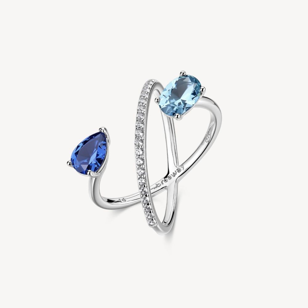 Brosway Anello Argento Zirconi Zaffiro Fancy