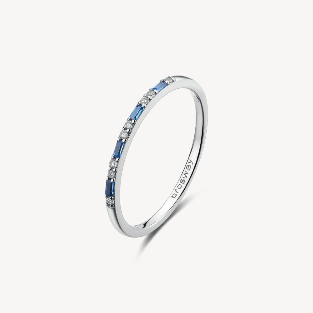 Brosway Anello Argento ZirconI Zaffiro e Bianchi Fancy