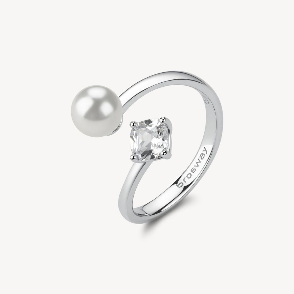 Brosway Anello Argento Perla e Zirconi Fancy