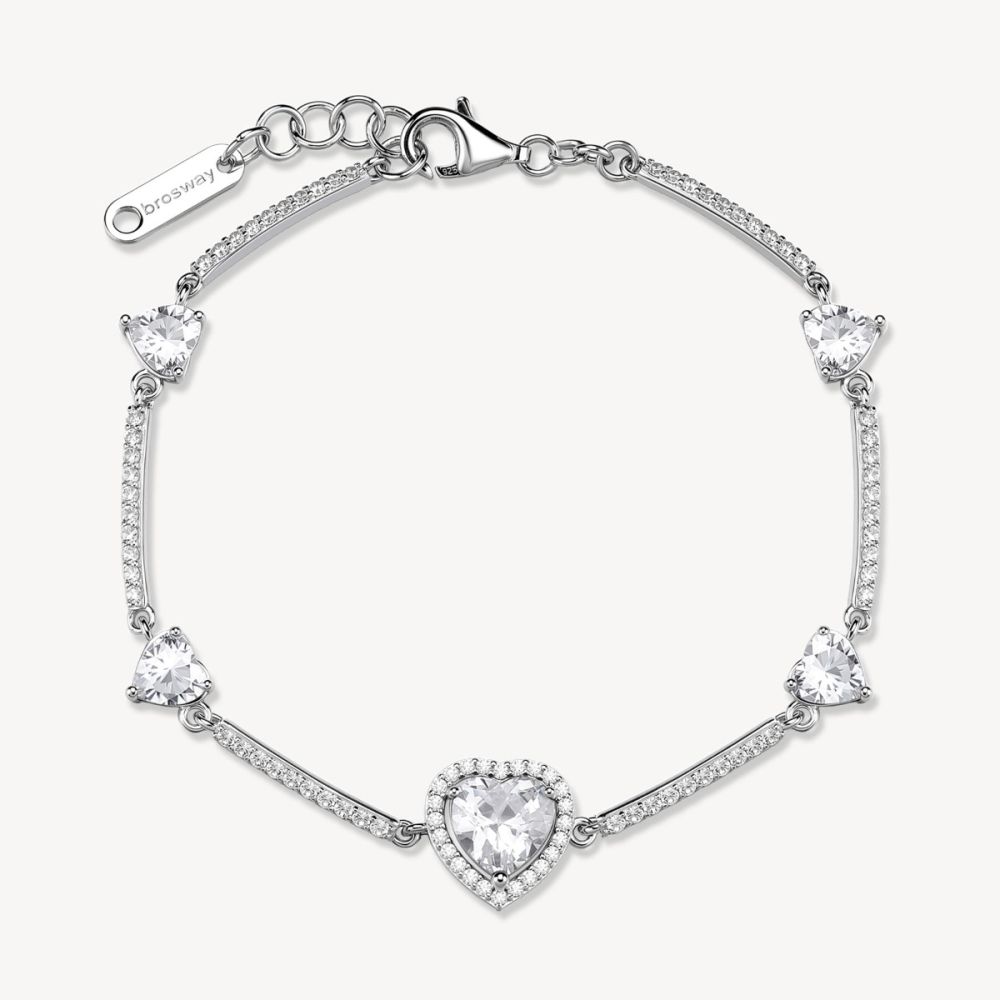 Brosway Tennis Argento Cuori Bianchi Fancy