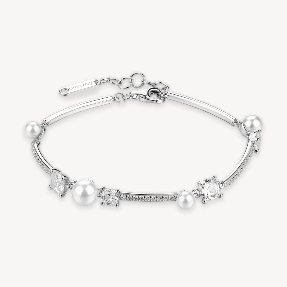 Brosway Bracciale Argento Perle e Cristalli Bianchi