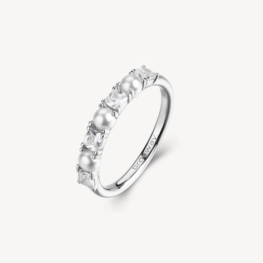 Brosway Anello Argento Perle e Zirconi Bianchi Fancy