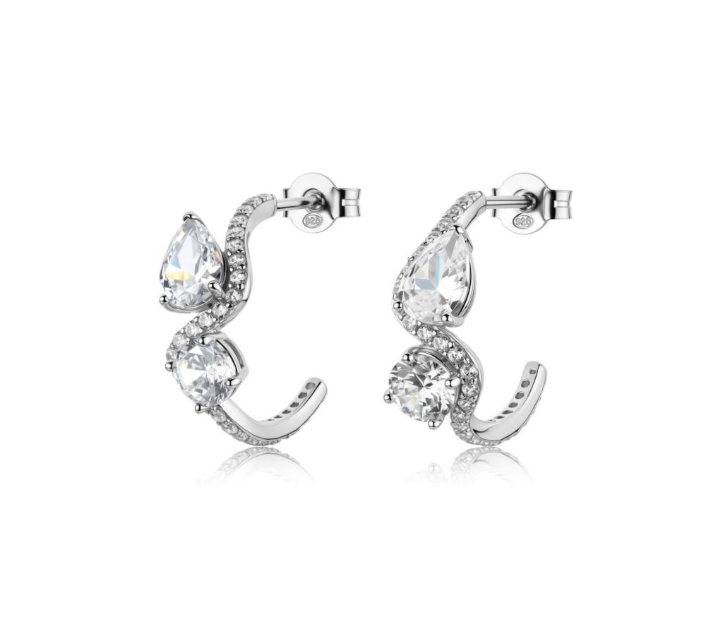 Brosway Orecchini Argento Cristalli e Zirconi Bianchi Fancy