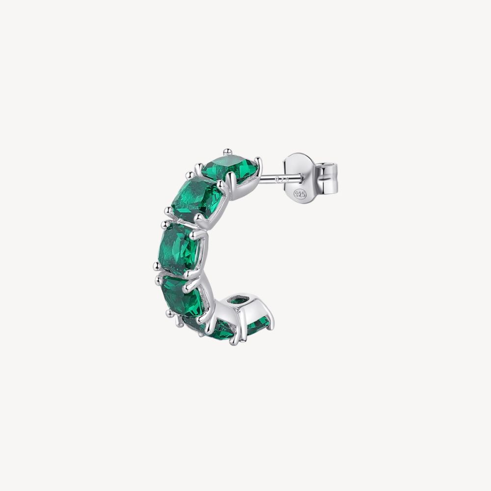 Brosway Orecchino Argento Cushion Cubic Emerald Fancy