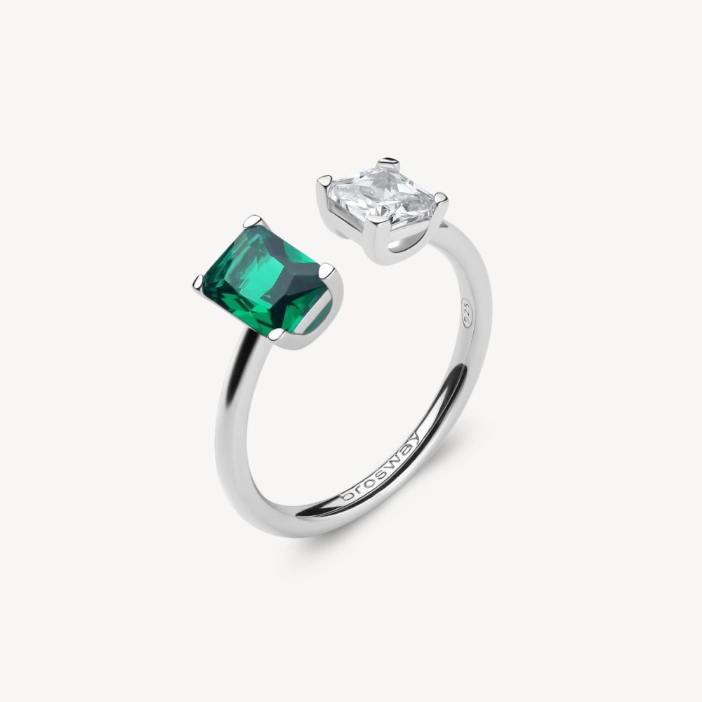 Brosway Anello Regolabile Argento Cubic Emerald Fancy