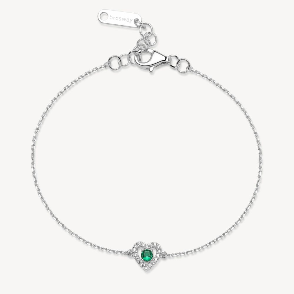 Brosway Bracciale Argento Cuore con Cristallo Smeraldo Fancy