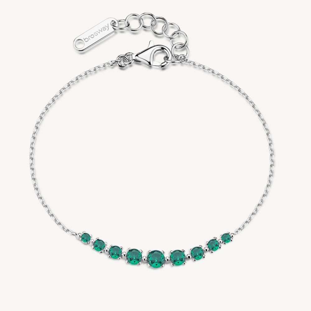 Brosway Bracciale Argento Zirconi Smeraldo Fancy