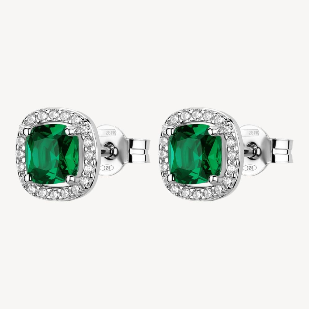 Brosway Orecchini Argento Zircone Smeraldo Fancy