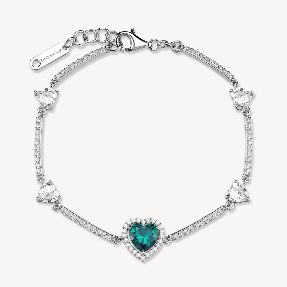Brosway Tennis Argento Cuore Smeraldo e Bianchi Fancy