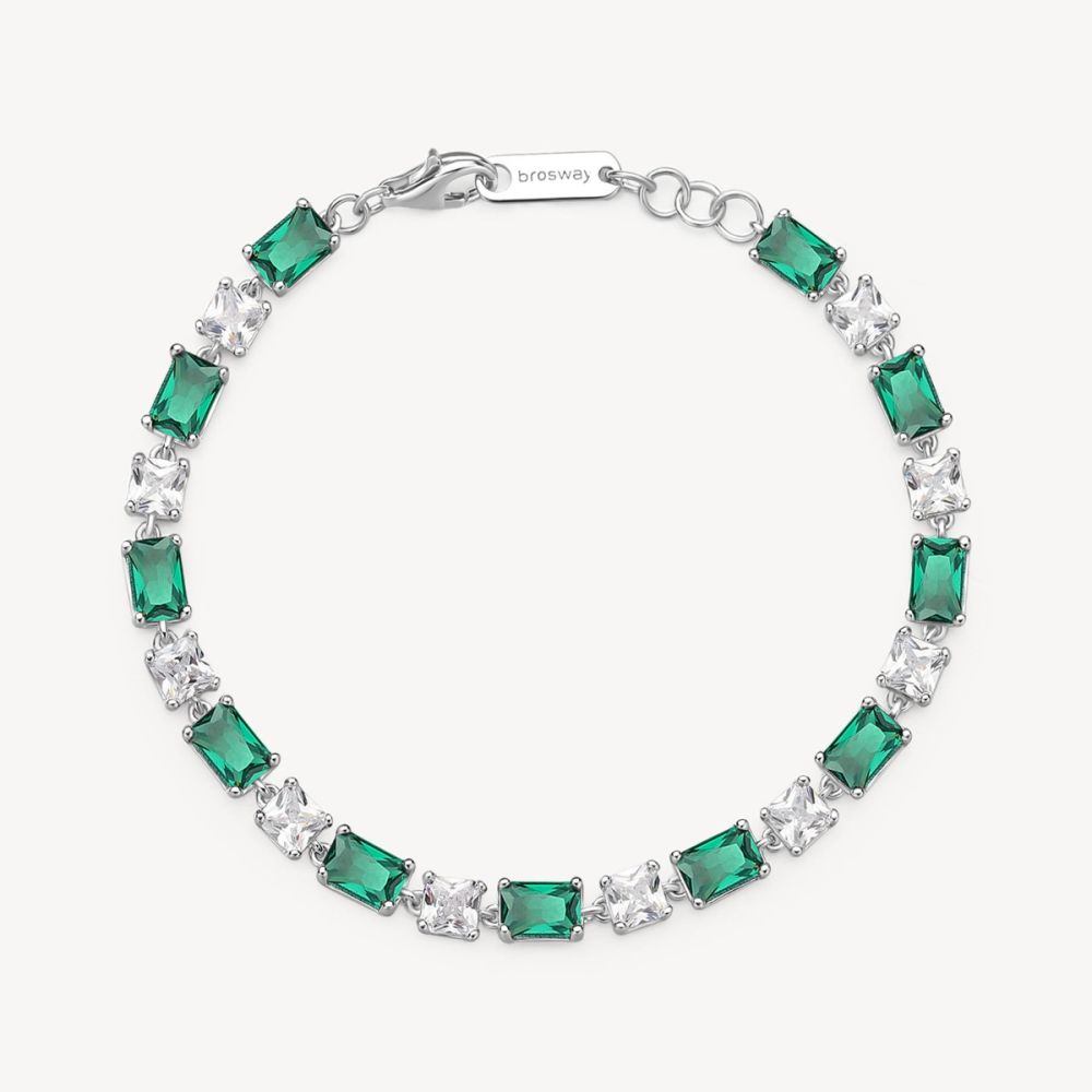 Brosway Bracciale Argento Zirconi Bianchi e Smeraldo Fancy