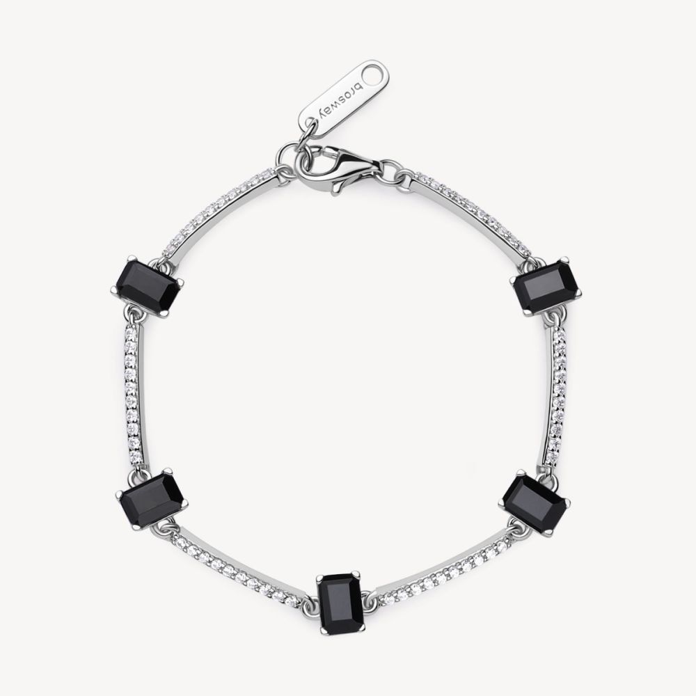 Brosway Bracciale Argento Baguette Cubic Neri Fancy