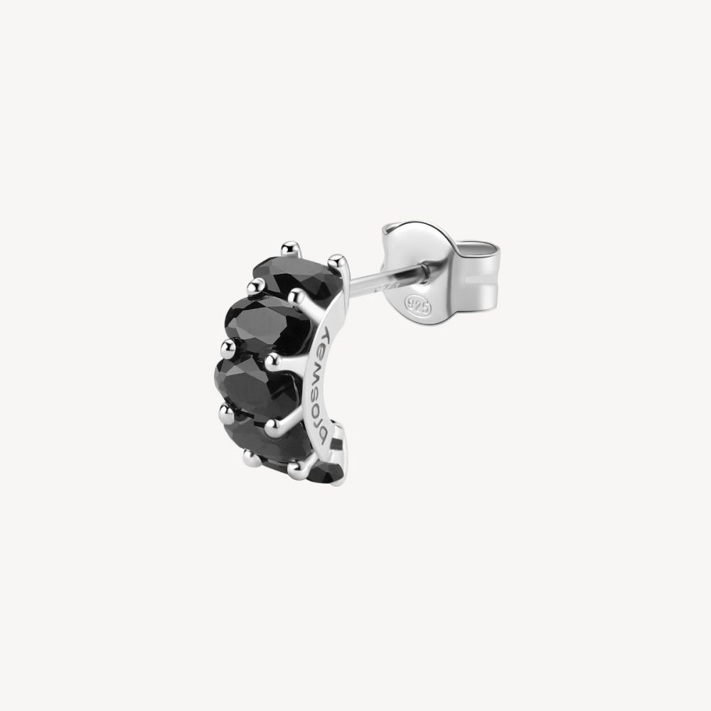 Brosway Orecchino Argento Oval Cubic Neri Fancy