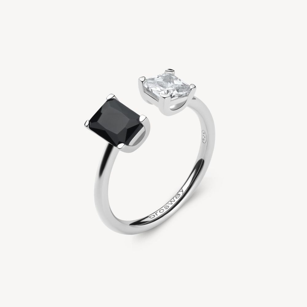 Brosway Anello Regolabile Argento Cubic Nero Fancy