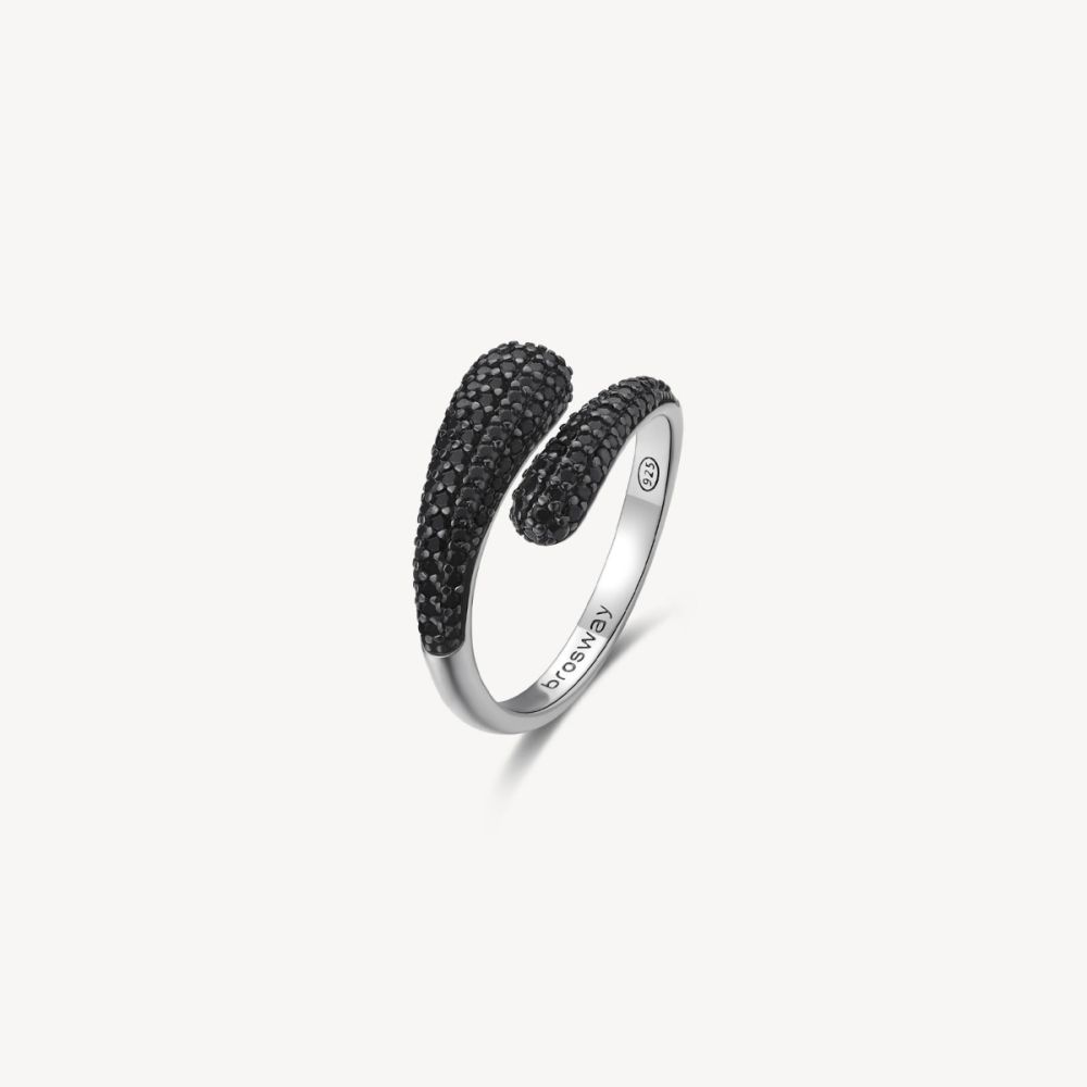 Brosway Anello Argento Cristalli Neri Fancy