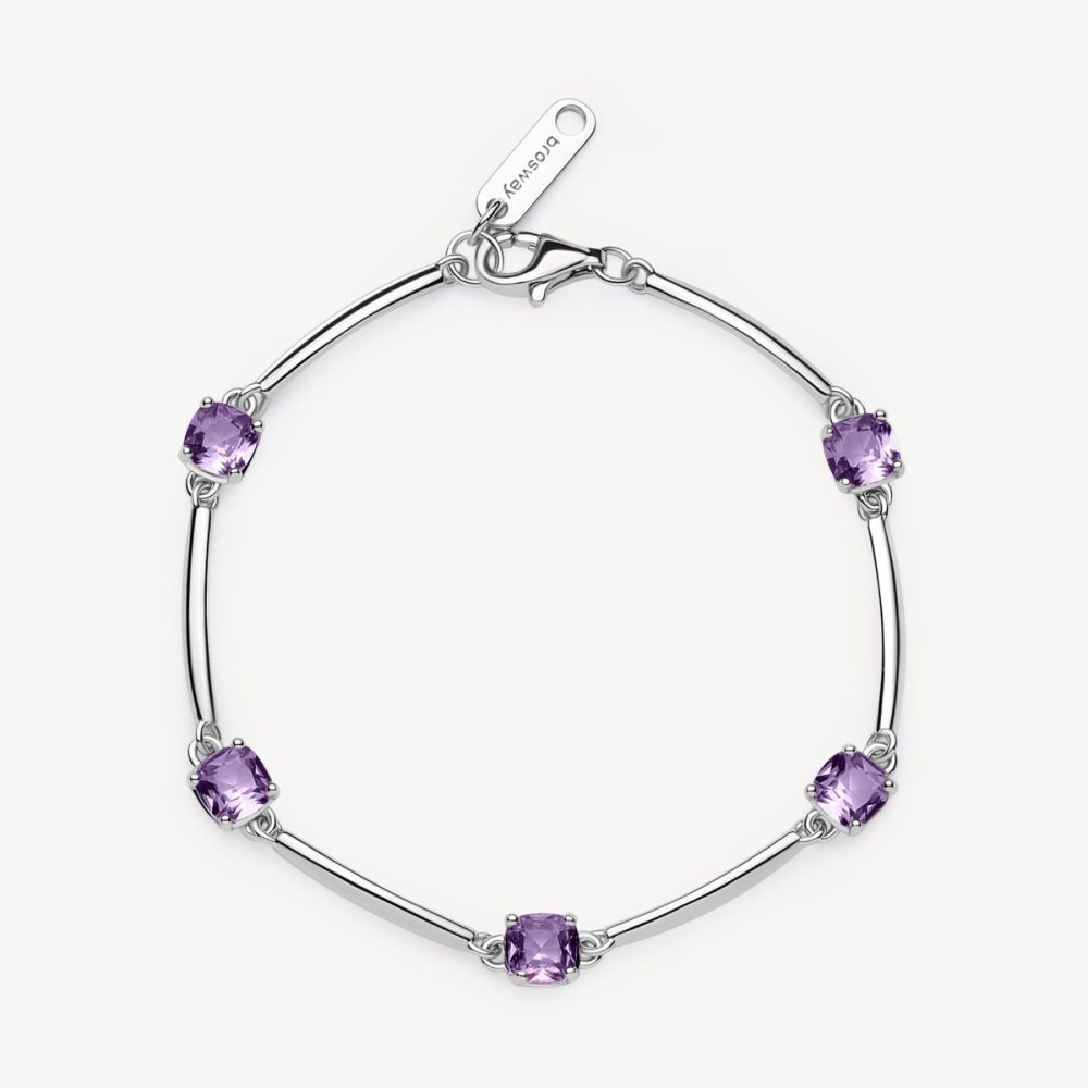 Brosway Bracciale Argento Cushion Cubic Amethyst Fancy