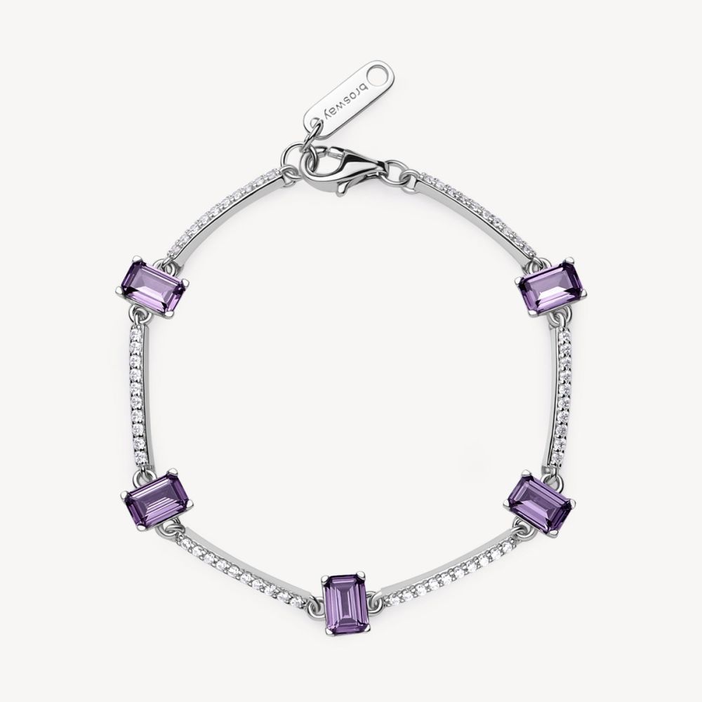 Brosway Bracciale Argento Baguette Cubic Amethyst Fancy