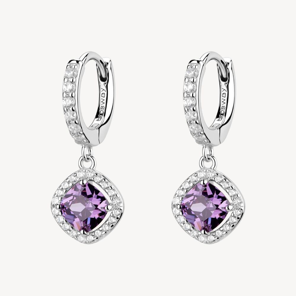 Brosway Orecchini Cerchio Argento Zircone Ametista Fancy