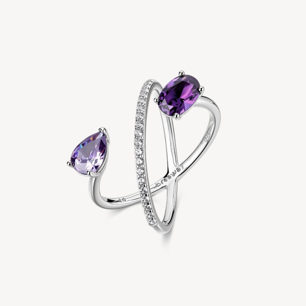 Brosway Anello Argento Zirconi Bianchi e Ametista Fancy