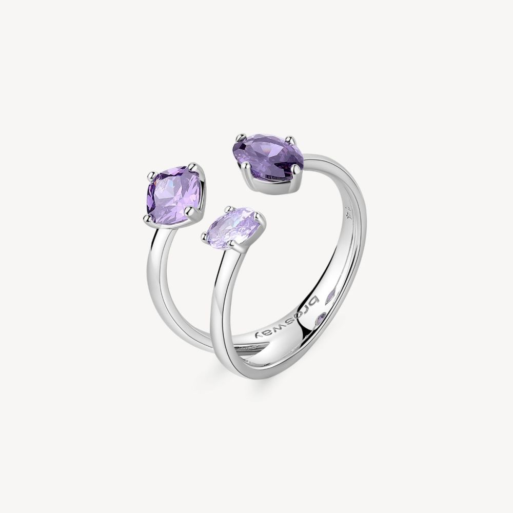 Brosway Anello Regolabile Argento Cubic Amethyst Fancy