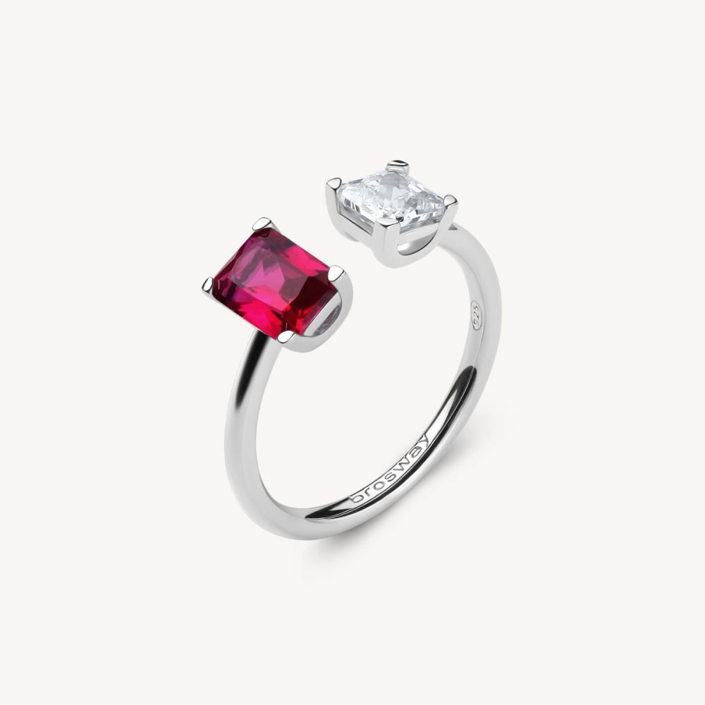 Brosway Anello Regolabile Argento Cubic Ruby Fancy