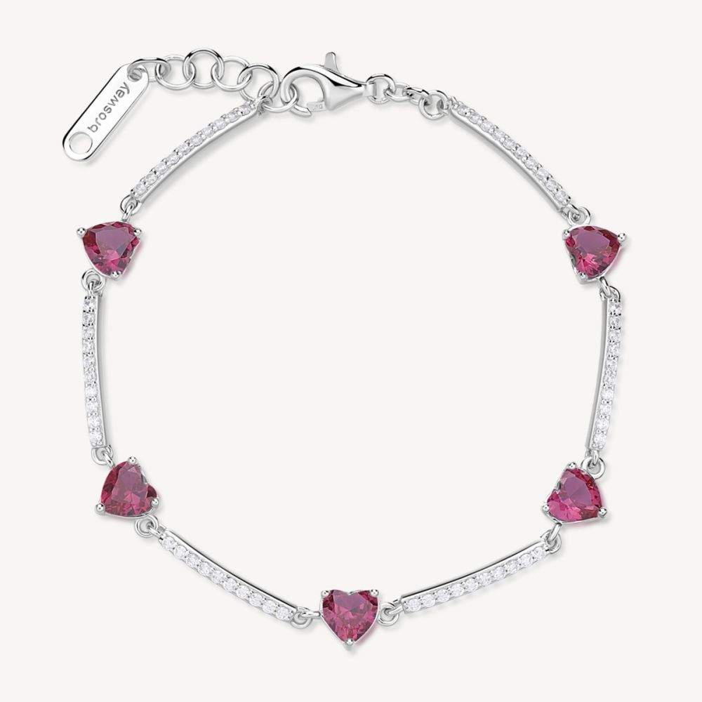 Brosway Tennis Argento Cuori Rubino Fancy