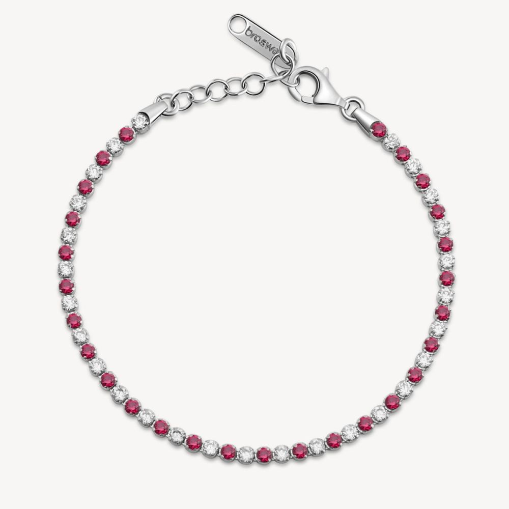 Brosway Tennis Argento Zirconi Rubino e Bianchi Fancy