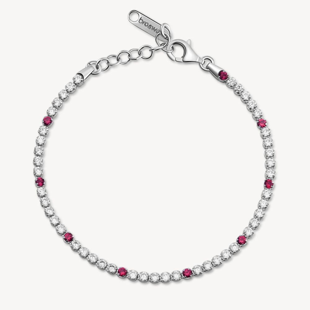 Brosway Tennis Argento Zirconi Bianchi e Rubino Fancy