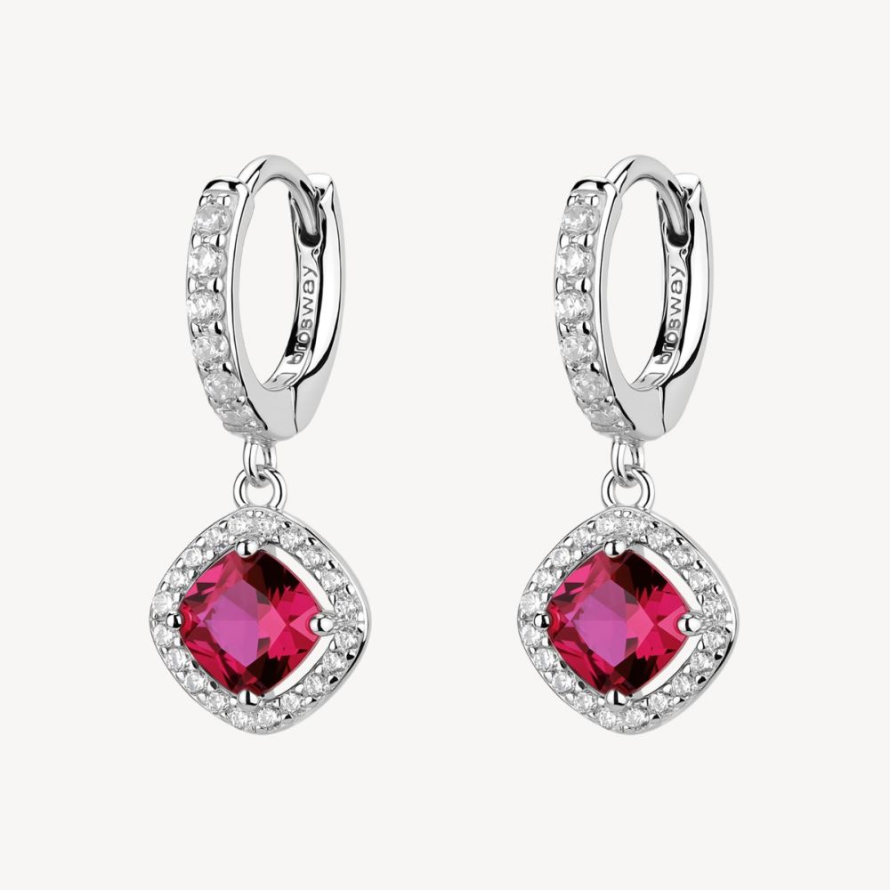 Brosway Orecchini Cerchio Argento Zircone Rubino Fancy