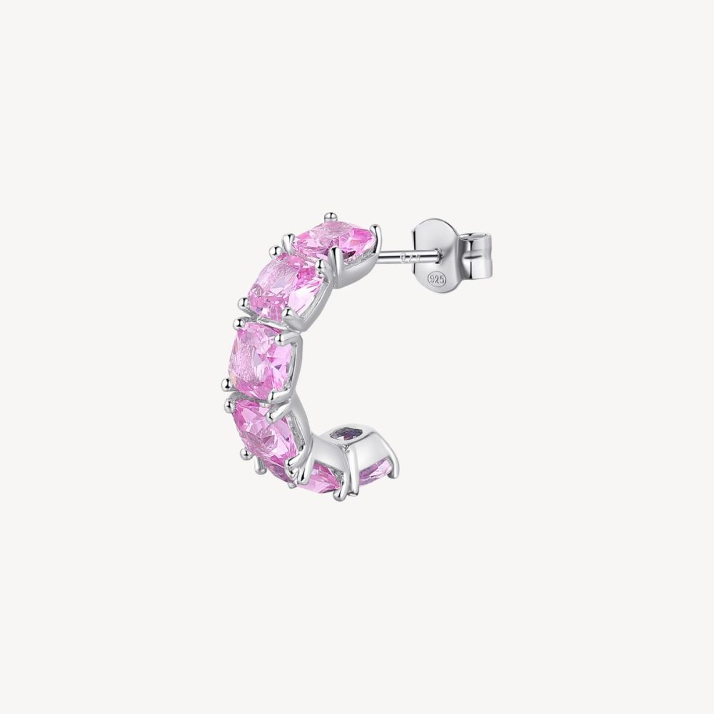 Brosway Orecchino Argento Cushion Cubic Light Ruby Fancy