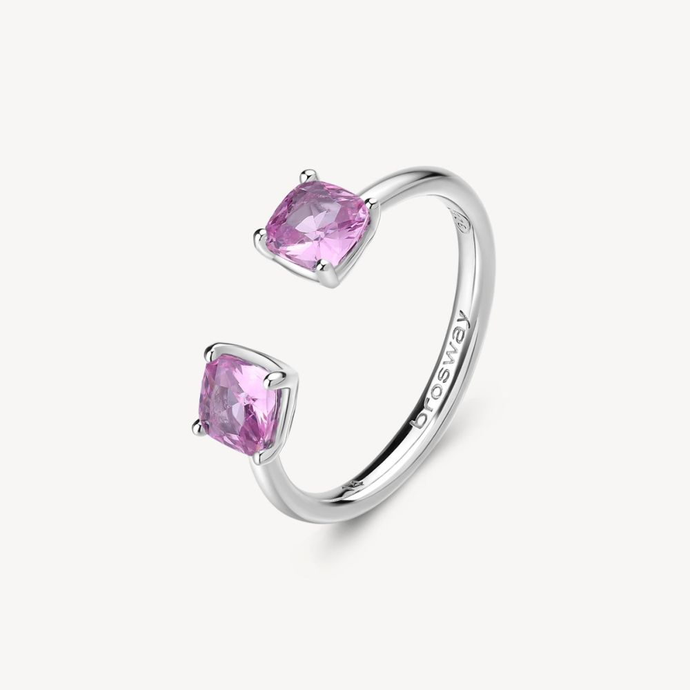 Brosway Anello Regolabile Argento Cushion Cubic Light Ruby Fancy