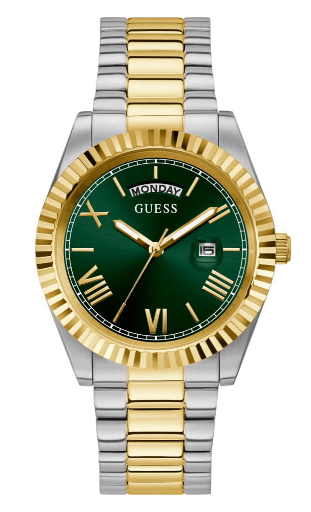 Guess Orologio Acciaio Bicolore Solo Tempo Quadrante Verde