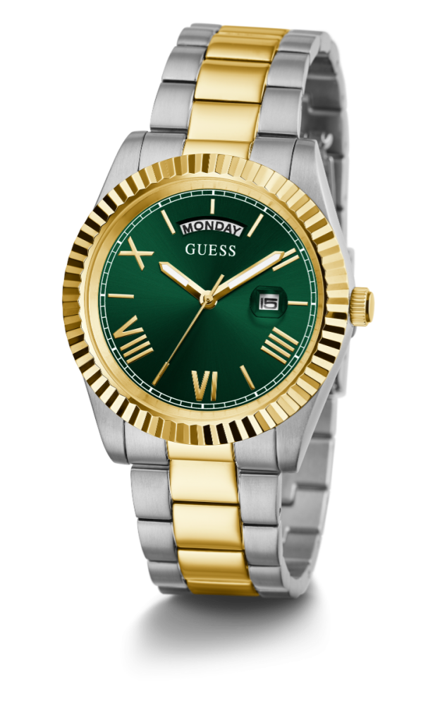 Guess Orologio Acciaio Bicolore Solo Tempo Quadrante Verde