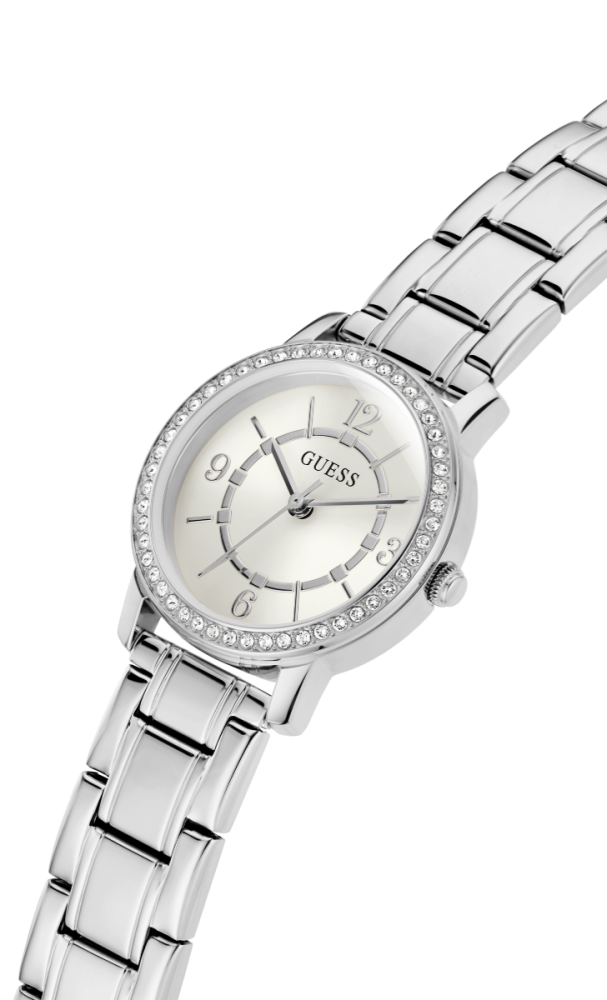 Guess Orologio Acciaio Solo Tempo Quadrante Silver