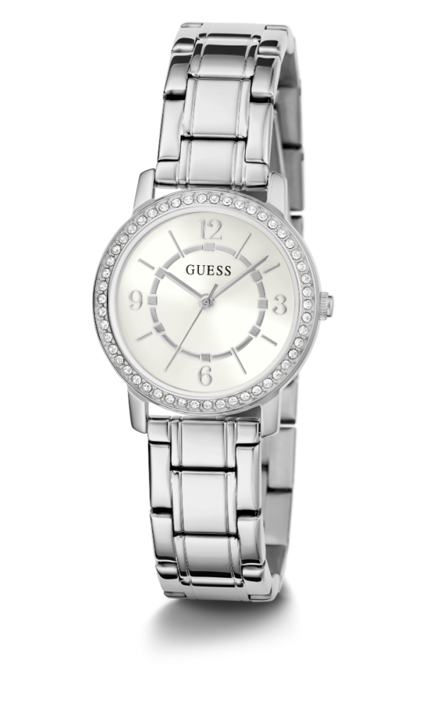 Guess Orologio Acciaio Solo Tempo Quadrante Silver