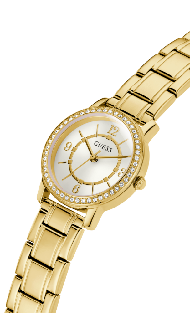 Guess Orologio Acciaio Gold Solo Tempo Quadrante Silver