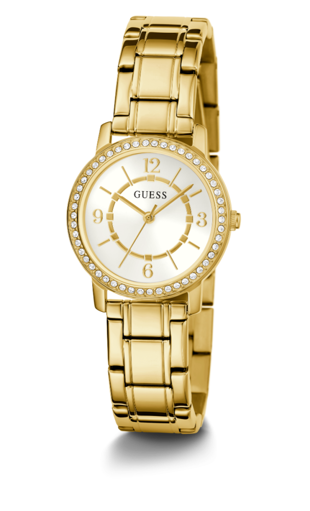 Guess Orologio Acciaio Gold Solo Tempo Quadrante Silver