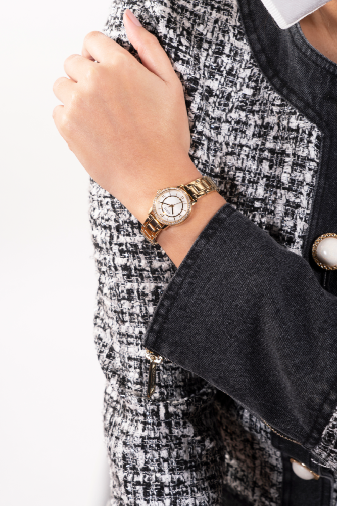 Guess Orologio Acciaio Gold Solo Tempo Quadrante Silver