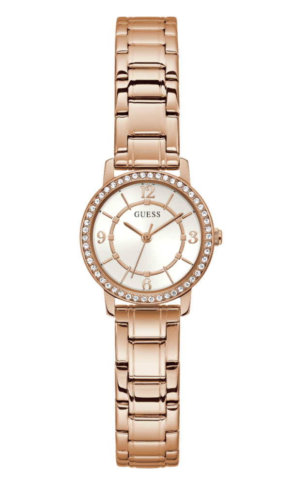 Guess Orologio Acciaio Rosè Solo Tempo Quadrante Silver