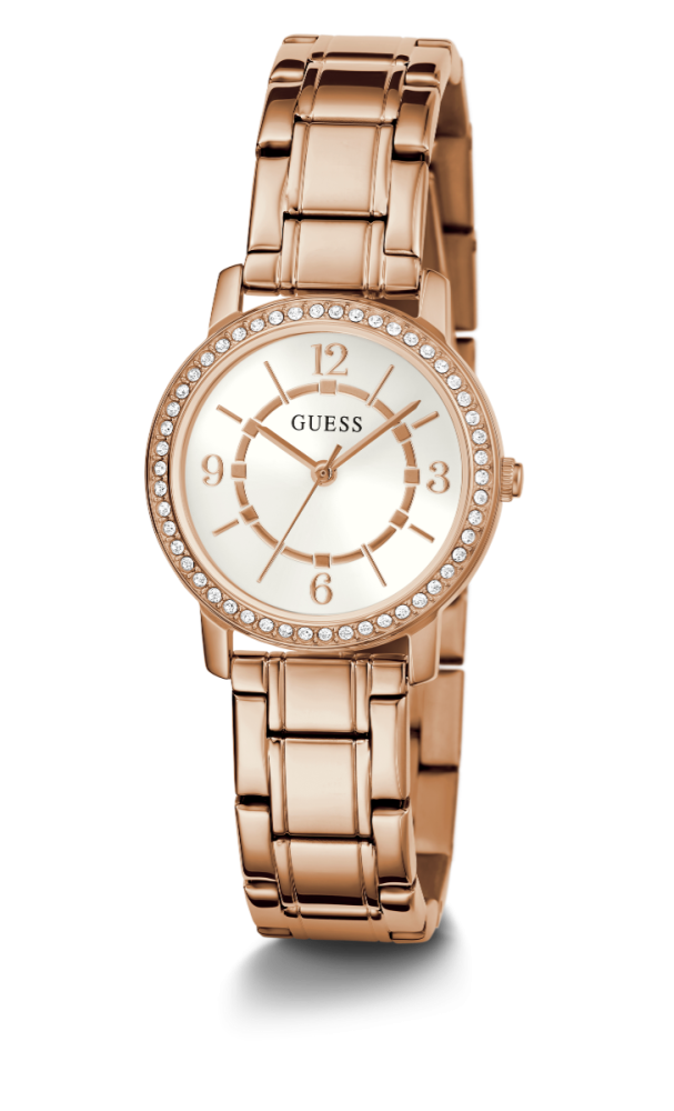 Guess Orologio Acciaio Rosè Solo Tempo Quadrante Silver