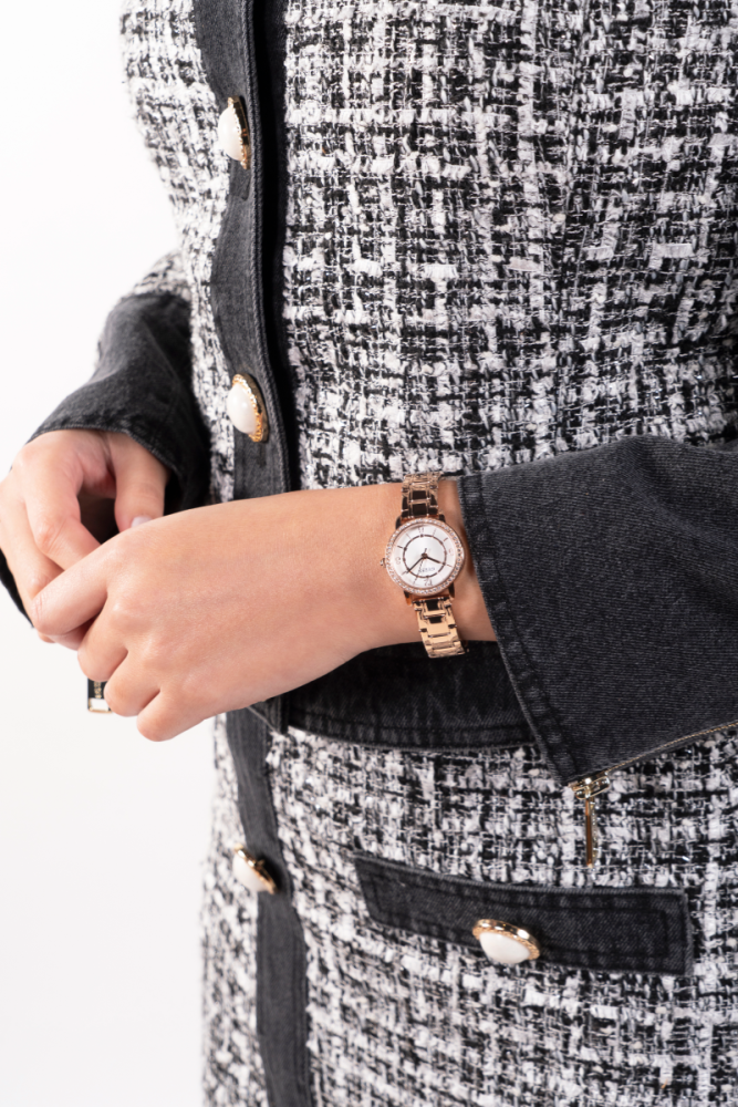 Guess Orologio Acciaio Rosè Solo Tempo Quadrante Silver
